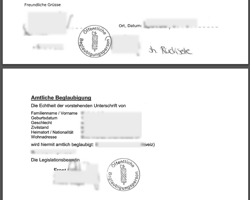 Kirchenaustritt Kanton St. Gallen Beglaubigung Unterschrift